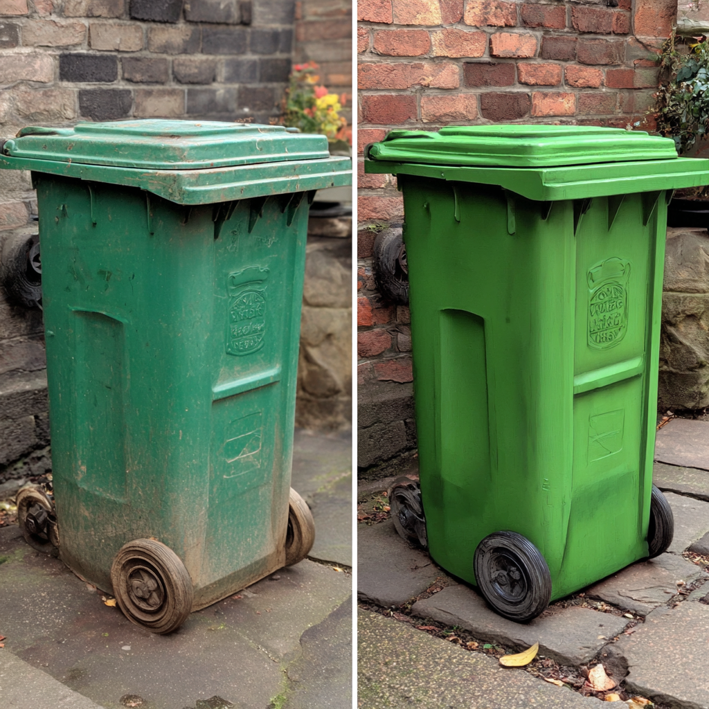 Before and After images - Bin cleaning services in Brisbane and Gold Coast