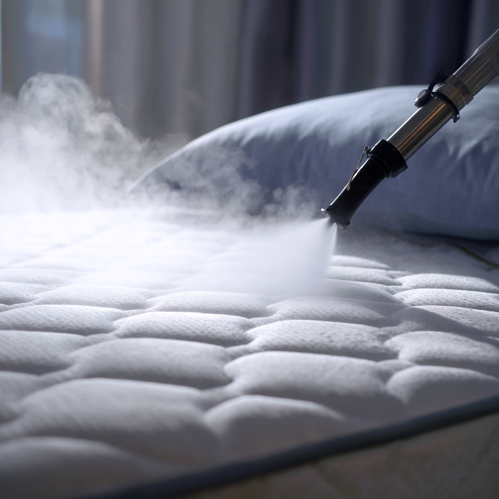 Steam cleaning a mattress with professional equipment – mattress deep clean Brisbane Southside by Deluxe Clean Solutions